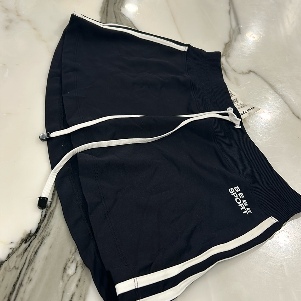 Bebe Sport Black Mini Skirt with White Stripes-sz S